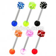 316L Surgical Steel UV Dice Cartilage/Tragus Barbell