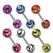 120 Pcs of 316L Surgical Steel Barbell with Assorted Color Tiger Print UV Balls