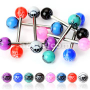 320 Piece 316L Surgical Steel Barbell with Skull Inlayed UV Ball Package