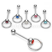 120 Pieces of 316L Surgical Stainless Steel Slave Barbell with 1 Gem Package