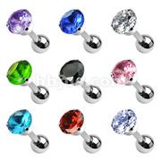 316L Surgical Steel Tragus/Cartilage Barbell with 5mm Round CZ 3-Prong Bowl Top
