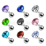 90 Pcs of Assorted Color 316L Surgical Steel Tragus/Cartilage Barbell with 5mm Round CZ 3-Prong Bowl Top