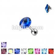 316L Surgical Steel Press Fit Pointy Crystal Cartilage/Tragus Barbell