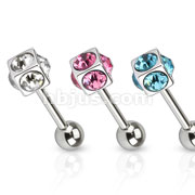 316L Surgical Steel Barbell with CZ Paved Cube