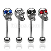 80 PC 316L Surgical Steel Skull Barbell with Gemmed Eye Package