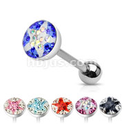 60 Pcs of Assorted Color 316L Surgical Steel Barbell with 8mm Multi Gem Star Ferido Ball Top
