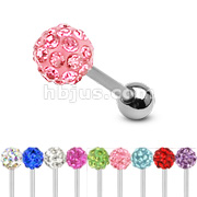 316L Surgical Steel Barbell with Multi Crystal Ferido Ball Top