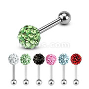 316L Surgical Steel Cartilage/Tragus Barbell with Multi Gem Ferido Crystal Ball Top