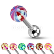 316L Surgical Steel Barbell with Assorted Color Metallic Coating Candy Ball