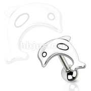 316L Surgical Steel Barbell with Dolphin Top