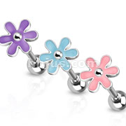 316L Surgical Steel Barbell with Cute Epoxy Flower Top