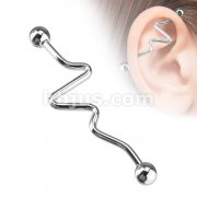 316L Surgical Steel ZigZag Industrial Barbell