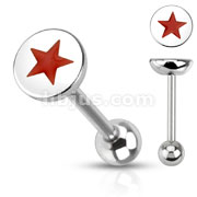 316L Surgical Steel Barbell with Red Rock Star