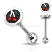 316L Surgical Steel Barbell with Half Dome Cherry Top