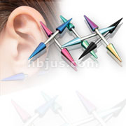 80Pcs Assorted Color 316L Surgical Steel Barbell with Long Titanium Anodized Spikes
