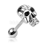 316L Surgical Steel Barbell with Casted Fiery Skull Top
