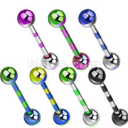 140 Pcs Assorted Color Titanium Anodized Over 316L Surgical Steel Striped Barbell Package