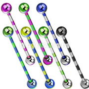 Titanium Anodized Over 316L Surgical Steel Duo-Tone Striped Industrial Barbell