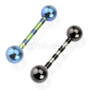 Titanium Anodized Over 316L Surgical Steel Duo-Tone Striped Barbell