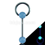 Titanium Anodized Slave Barbell w/ Glow In The Dark Ball