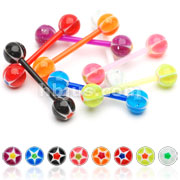 160 Pcs Assortment of Flexible Teflon Barbells with UV Glitter Star Balls
