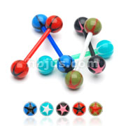 200 pcs of Flexible Teflon Barbells with Assorted Color UV Star Balls