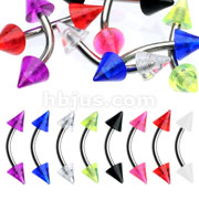 240 Pcs of 16ga Assorted 316L Surgical Stainless Steel Eyebrow Curves with UV Spikes