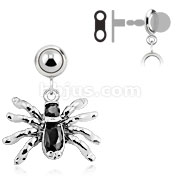 Add-On Black Gem Spider Dangle Charm for Navel Rings, Dermal Anchors and More