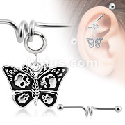 Add-On 316L Stainless Steel Death Head Moth Dangle Charm for Navel Rings, Dermal Anchors and More