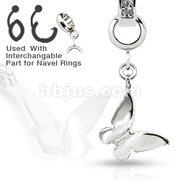 Add-On 316L Stainless Steel Butterfly Dangle Charm for Navel Rings, Dermal Anchors and More