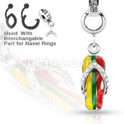 Add-On Multi Clear Gem With Epoxy Sandal Dangle Charm for Navel Rings, Dermal Anchors and More