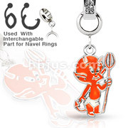 Add-On Red and White Epoxy Devil Dangle Charm for Navel Rings, Dermal Anchors and More