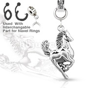 Add-On Banana Round CZ Horse Dangle Charm for Navel Rings, Dermal Anchors and More