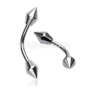 316L Surgical Steel Curve with 6MM Spear Shape Cones