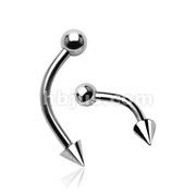 316L Surgical Steel Eyebrow Curve with Ball and Spike