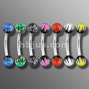 316L Surgical Stainless Steel Eyebrow  w/Flame Printed Ball