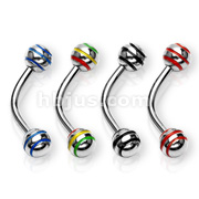 316L Surgical Steel Eyebrow Curve with Stripe Balls