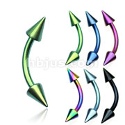 120 Pcs of Titanium  Anodized Over 316L Surgical Stainless Steel 14g Curved Eyebrow/Barbell w/ Spikes.