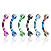120pcs Titanium Anodized Over 316L Surgical Stainless Steel Eyebrow with 2-Press Fit Gem Balls