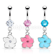 Dozen Pack of Swirl CZ Flower Fancy Belly Rings