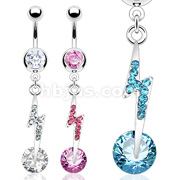 Dozen Pack of Assorted Color 316L Surgical Steel Pave Gemmed Lightning Thunder with Cosmo CZ Navel Ring