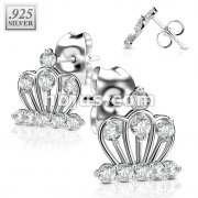 Pair of 925. STERLING SILVER STUD EAR RINGS W/ALL PRONG SET CZ CROWN