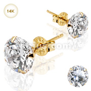 Pair of 14KT. Gold Martini Stud Earring w/Clear CZ