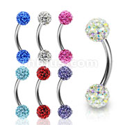 70pcs of 316L Surgical Steel Curve Eyebrow with Multi Crystal Ferido Balls