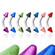 316L S. Steel Eyebrow with Miracle Coat Cone Ends
