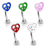 316L Surgical Steel Curve Eyebrow with Peace Heart