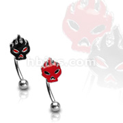 316L Surgical Steel Curve Eyebrow with Epoxy Flamin' Skull