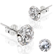 Pair of 14KT. White Gold Martini Stud Earring w/Clear CZ