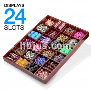Cherry Oak & Piano Black Wood Finish Removable Divider Slots Compartment Tray