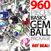 960 pcs Gem Stone 316L Surgical Steel Basics Package